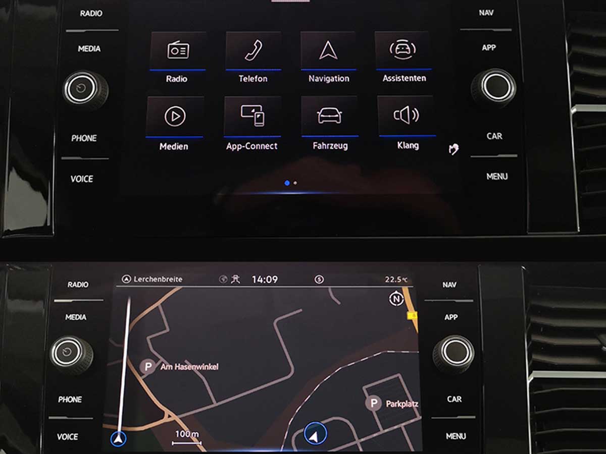 Dashboard im Mietwagen VW T6.1 Multivan Trendline